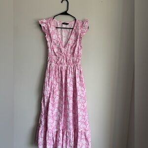 Vineyard Vines Pink & White Floral Midi Dress